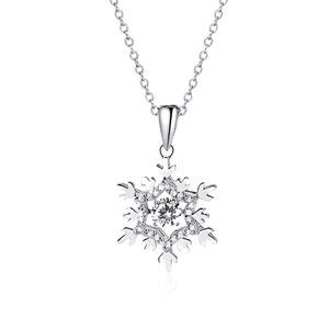 A Beautiful Moissanite Diamond Twinkling inside a Snowflake Necklace